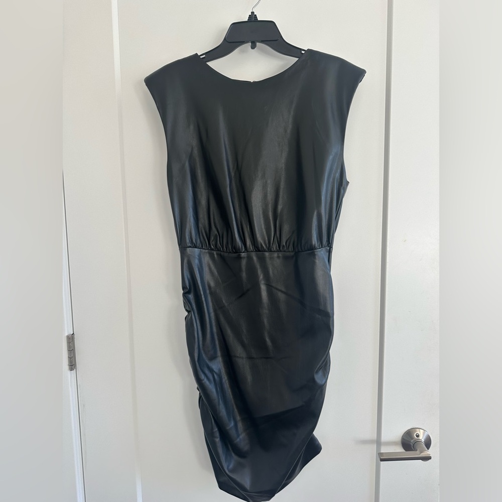 Tart Collections Faux Leather Black Sleeveless Dress Size Medium NWT
